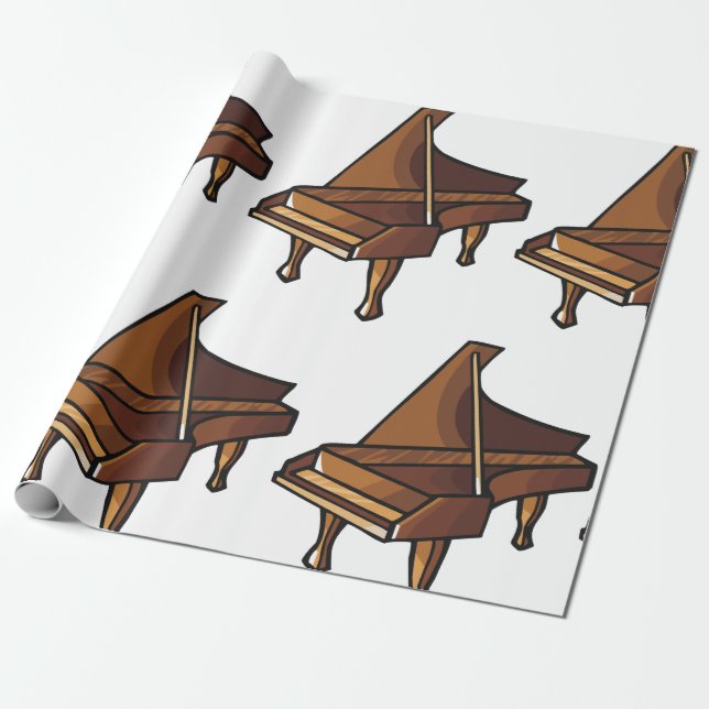 Papel De Regalo Elegante Grand Piano Music Avers Design (Desenrollado)