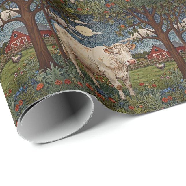 Papel De Regalo Elegante granja de vacas boho de moda de campo (Esquina del rollo)