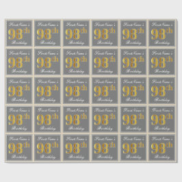 Papel De Regalo Elegante, Gris, Dorado Falso Cumpleaños 98 + Nombr