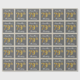 Papel De Regalo Elegante, gris, oro falso 79 cumpleaños + nombre