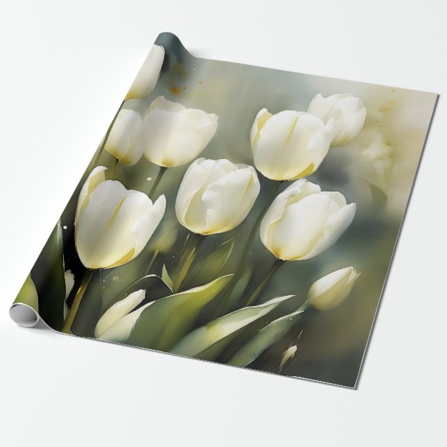 Papel De Regalo Elegante grupo de tulipanes blancos en un jardín s (Desenrollado)