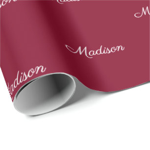 Papel De Regalo Elegante guión burgundy nombre de cumpleaños per