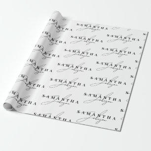 Papel De Regalo Elegante guión de firma en blanco y negro