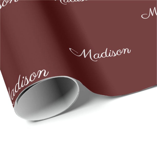 Papel De Regalo Elegante guión de oxblood nombre personalizado cum (Esquina del rollo)
