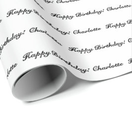 Papel De Regalo Elegante guión de personalizado blanco negro nombr