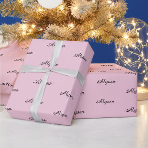 Papel De Regalo Elegante Guión rosa claro personalizado nombre Cum