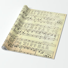 Papel De Regalo Elegante Hoja de Vintage Notas de Música Sepia Bei