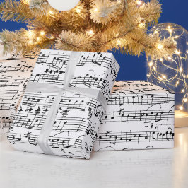 Papel De Regalo Elegante hoja manuscrita de época Notas musicales
