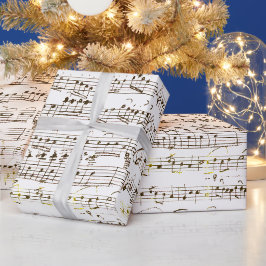 Papel De Regalo Elegante hoja manuscrita de época Notas musicales