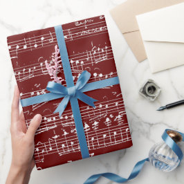 Papel De Regalo Elegante hoja manuscrita de época Notas musicales