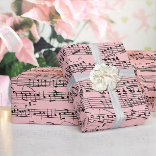 Papel De Regalo Elegante hoja manuscrita manuscrita Notas de músic