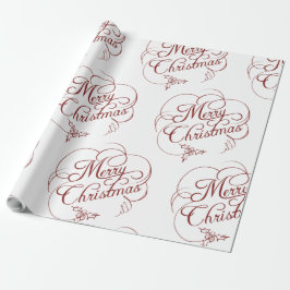 Papel De Regalo Elegante Holly Merry Christmas