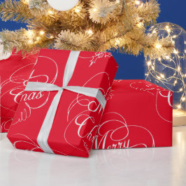 Papel De Regalo Elegante Holly Merry Christmas Red