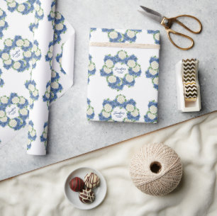 Papel De Regalo Elegante Hortensia Azul Cumpleaños de Bebé Verano 