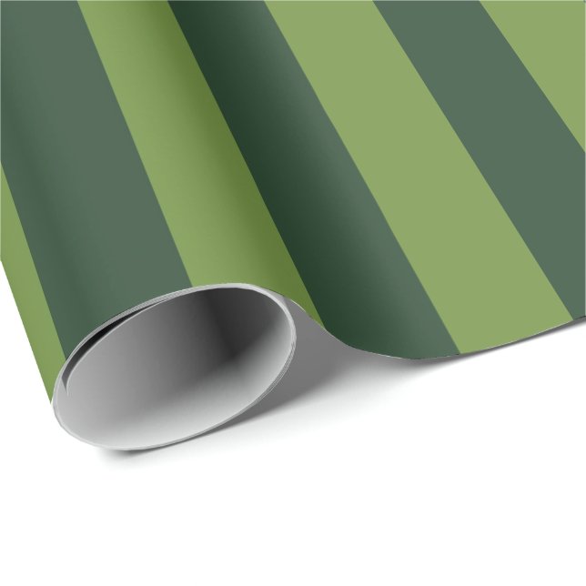 Papel De Regalo Elegante Hunter Green Garden Green Stripe (Esquina del rollo)