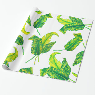 Papel De Regalo Elegante Ilustracion Tropicana Gold Leaves