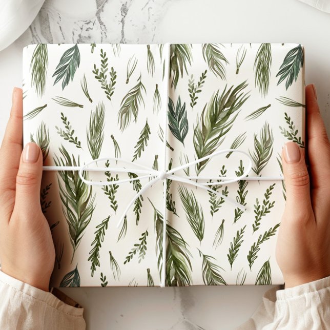 Papel De Regalo Elegante Invierno Evergreen Botánico (Subido por el creador)