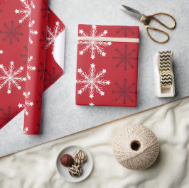 Papel De Regalo Elegante invierno rojo blanco copo de nieve Feliz 