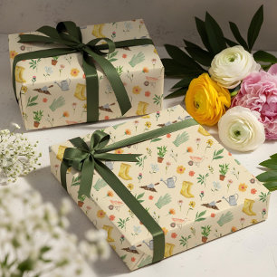 Papel De Regalo Elegante Jardín Botánico Floral Floreciente Girly