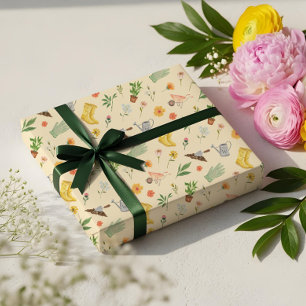 Papel De Regalo Elegante Jardín Botánico Floral Floreciente Girly