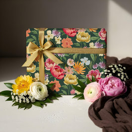 Papel De Regalo Elegante Jardín Botánico Floral Floreciente Girly