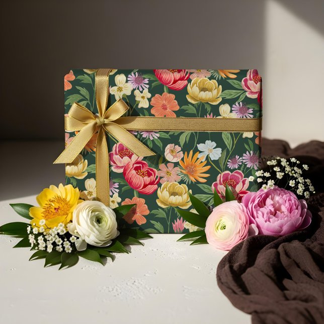 Papel De Regalo Elegante Jardín Botánico Floral Floreciente Girly (Elegant Blooming Floral Botanical Garden Girly Wrapping Paper)