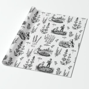 Papel De Regalo Elegante Jardín de hierbas de la Vintage Toile Bla