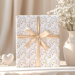 Papel De Regalo Elegante Jardín de mariposas de flores silvestres