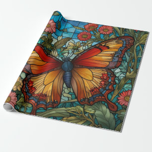 Papel De Regalo Elegante jardín de mariposas de vidrio emplomado