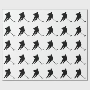 Papel De Regalo Elegante jugador de hockey blanco y negro