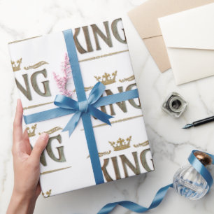 Papel De Regalo Elegante KING Royalty Lettering Crown
