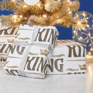 Papel De Regalo Elegante KING Royalty Lettering Crown