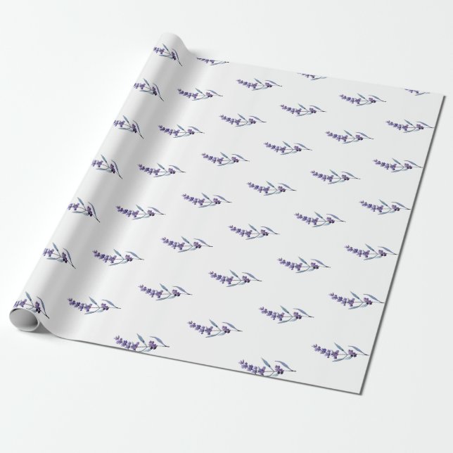 Papel De Regalo Elegante lavanda floral (Desenrollado)