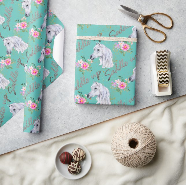 Papel De Regalo Elegante lechona Chica de cumpleaños de raza blanc (Artesanía)