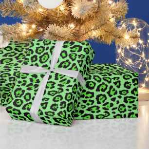 Papel De Regalo Elegante leopardo animal impresión neón verde bril