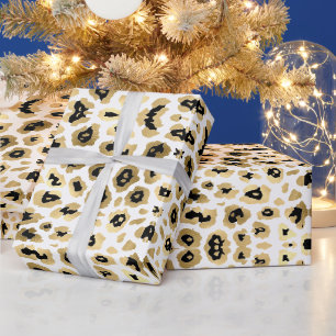 Papel De Regalo Elegante leopardo impresión Relieve metalizado dor