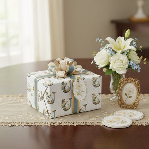 Papel De Regalo Elegante letra floral bohemio U