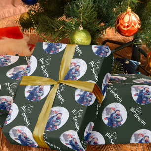 Papel De Regalo Elegante Letra Redonda de Foto de la Temporada Nav