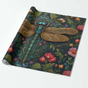 Papel De Regalo Elegante libélula vintage boho botánico
