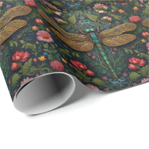 Papel De Regalo Elegante libélula vintage boho botánico