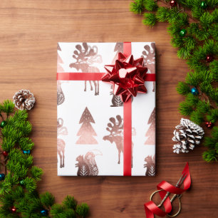 Papel De Regalo Elegante lindo patrón de Navidades de oro de cobre