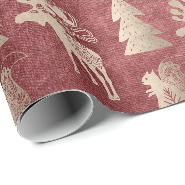 Papel De Regalo Elegante lindo rosa claro patrón de Navidades de o (Esquina del rollo)