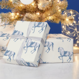 Papel De Regalo Elegante Lipizzería Blanca Vintage Horse Dusty Blu