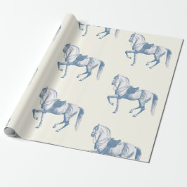 Papel De Regalo Elegante Lipizzería Blanca Vintage Horse Dusty Blu