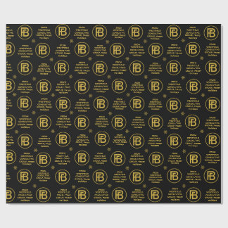 Papel De Regalo Elegante logotipo de negocios Holiday Negro & Gold