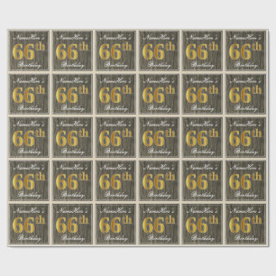 Papel De Regalo Elegante, Madera Falsa, Dorado Falso Cumpleaños 66