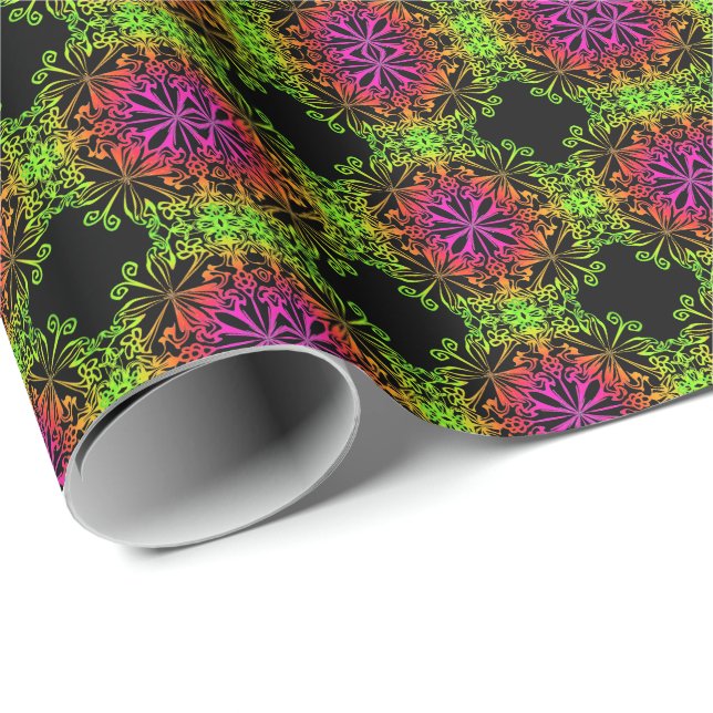Papel De Regalo Elegante manala botánica colorida (Esquina del rollo)