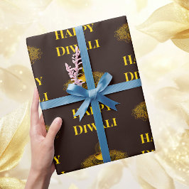 Papel De Regalo Elegante mandala diya oro diwali personalizado tex
