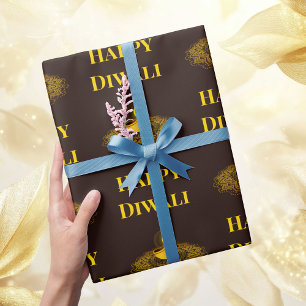 Papel De Regalo Elegante mandala diya oro diwali personalizado tex