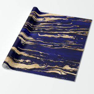 Papel De Regalo Elegante Marble abstracto de oro azul